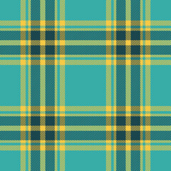 Plaid seamless pattern in green. Check fabric texture. Vector textile print.