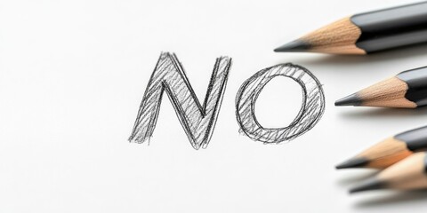Pencil drawing of the word no in sketch style