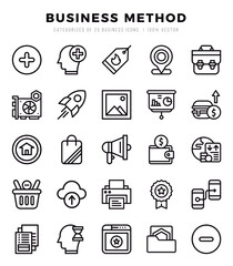 Set of Business Method Icons. Simple line art style icons pack.