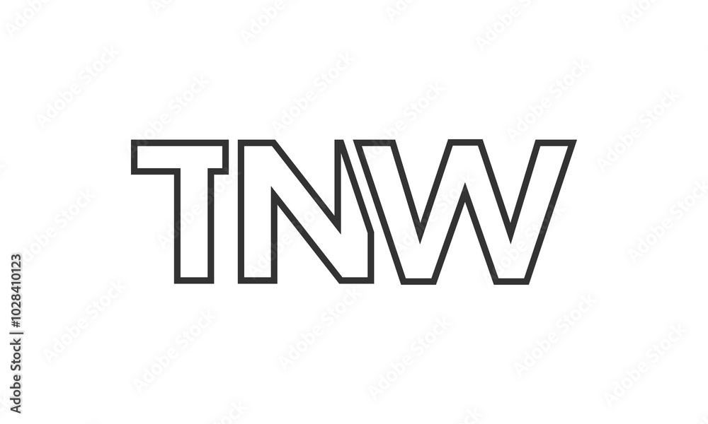 Poster tnw logo design template with strong and modern bold text. initial based vector logotype featuring s