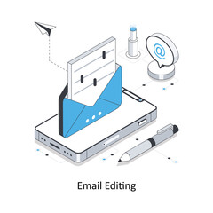 Email Editing Isometric stock illustration. EPS File stock illustration