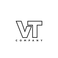 Letter V and T, VT logo design template. Minimal monogram initial based logotype.