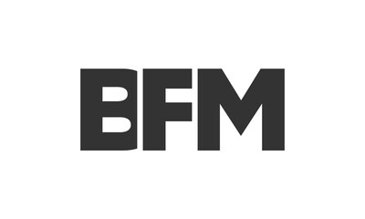 BFM logo design template with strong and modern bold text. Initial based vector logotype featuring simple and minimal typography. Trendy company identity.