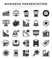 Business Presentation Icons Pack. Lineal Filled icons set. Lineal Filled icon collection set.