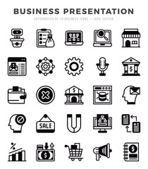 Business Presentation Lineal Filled icons collection. 25 icon set. Vector illustration.