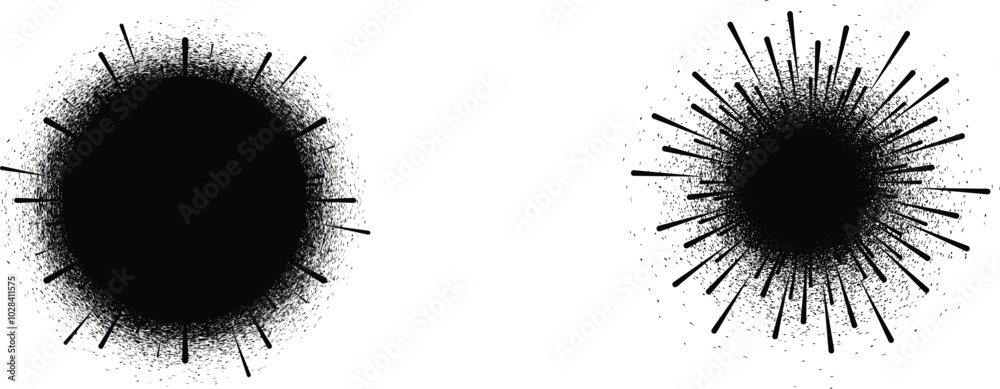 Poster collection of ink splashes for explosion effect .set of black spray paint effect .fireworks explosio
