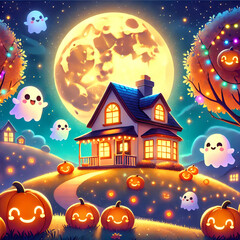 Fototapeta premium Whimsical Halloween Night