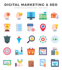DIGITAL MARKETING & SEO icons set. Vector illustration.