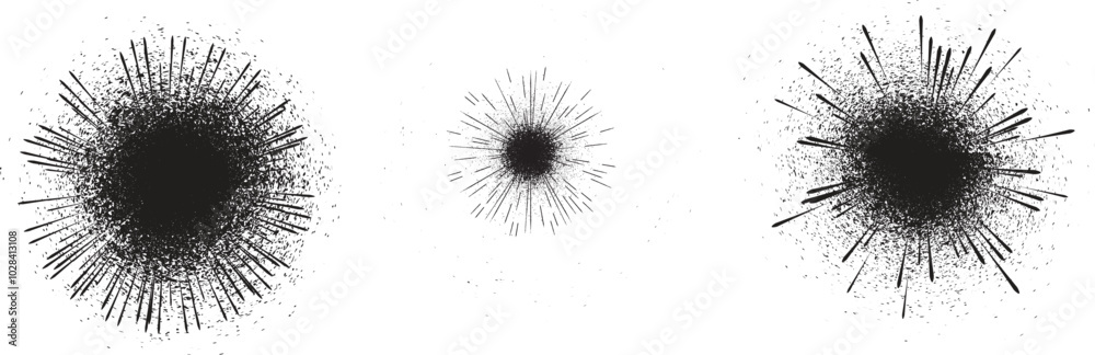 Poster collection of ink splashes for explosion effect .set of black spray paint effect .fireworks explosio