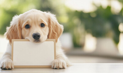 dog with a blank note board-generative ai