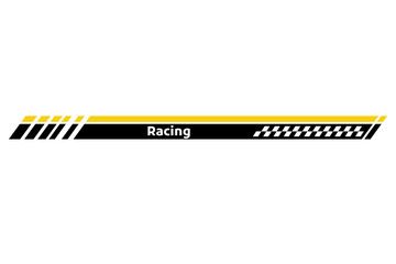 Car race stripe. Automobile identity. Vehicle marking element for transport modifying. Speed line, racing tuning strip or car sticker. Vector illustration isolated on white background