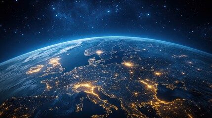 Obraz premium Digital earth glow: global network concept