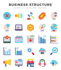 Business Structure Icons Pack. Flat icons set. Flat icon collection set. Simple vector icons.