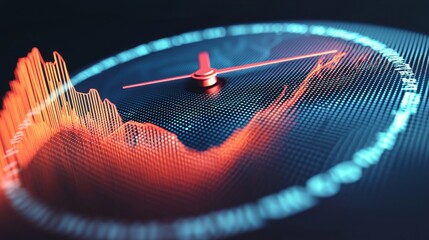 An abstract clock with hands turning into graphs and metrics, representing time as a critical factor in performance measurement and improvement