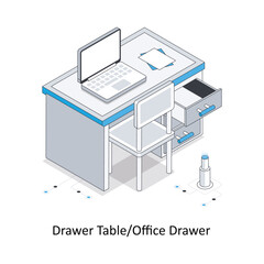 Drawer Table/Office Drawer Isometric stock illustration. EPS File stock illustration