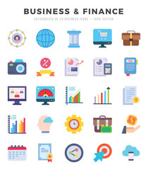 Business & Finance Icons Pack Flat Style. Vector illustration.