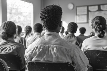 Fototapeta premium A classroom where students learn about voting rights, Generative AI