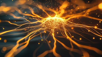 Branching Network of Support: Human figures standing at the center of a web of glowing lines, which extend outward like the branches of a tree