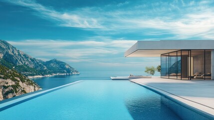 Fototapeta premium Luxury modern villa with infinity pool and amazing sea view.