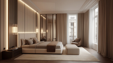 Fototapeta premium Glamorous Grey Bedroom with Elegant Accents