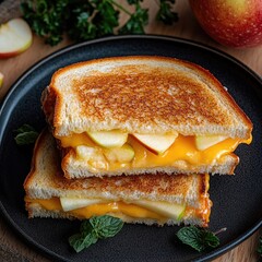 Grilled cheese sandwich with sliced apples, delicious grilled cheese, cheesy sandwich with apples