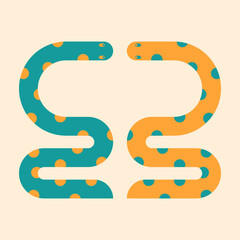 Two Geometric Snakes. Chinese New Year Zodiac Symbol. Design Element for the Year of the Snake.