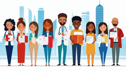 Fototapeta premium Diverse Team Offering Health Insurance Options