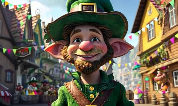 A green-faced man in a green hat is smiling Video