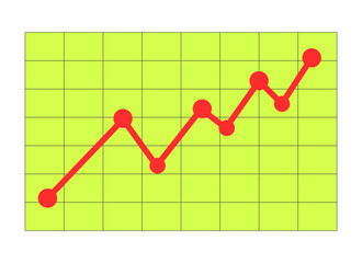 Obraz premium Rising up data points line chart against grid pattern 2D cartoon object. Increase profits sales. Economy statistics isolated element flat vector clipart on white background. Spot illustration