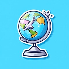 Globe with Airplane Flying Around the World