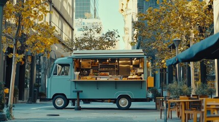 Obraz premium Charming Food Truck on City Street