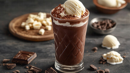 Rich cocoa float with a scoop of vanilla ice cream