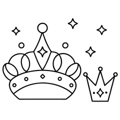 Crown, Diamond, Tiara, Rhinestone - Royal Queen & King Gold Accessories