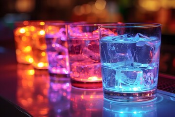 Vibrant Cocktail Glasses with Colorful LED Lighting for Party Decor