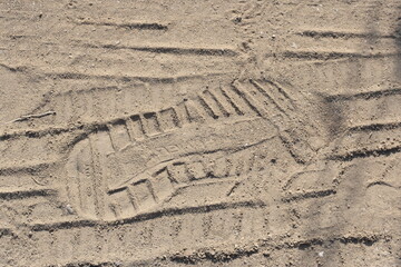 foot print (shoe print) on the sand