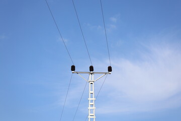 power lines against blue sky	