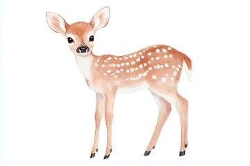 Fototapeta premium Adorable little watercolor deer isolated on white background. 