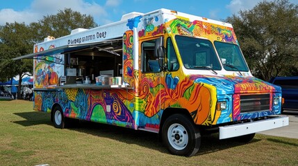 Colorful Food Truck with Vibrant Artwork Design
