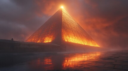 Illuminated Pyramids at Dawn