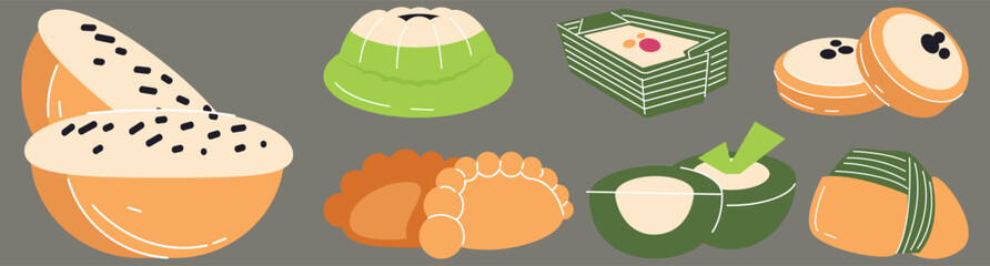 Variety of Indonesian Street Food Illustration