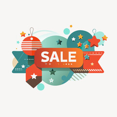 Obraz premium Sale banner, promotional design, colorful elements, discount offer, festive style, copy space