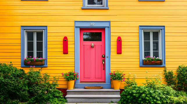 A bright and cheerful facade with bold colors
