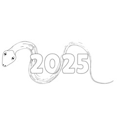 Chinese 2025 Contour New Year Numeric. Zodiac Asia Silhouette Snake