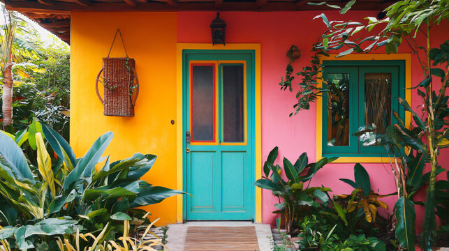 A bright and cheerful facade with bold colors