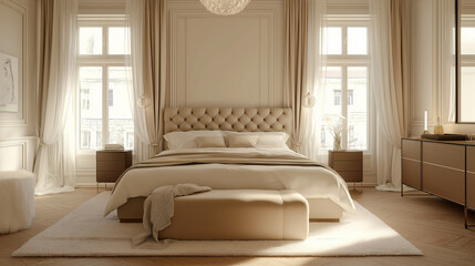 Sleek modern bedroom with glass walls and minimal decor