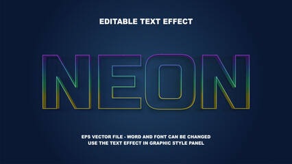 Editable Text Effect Neon 3D Vector Template