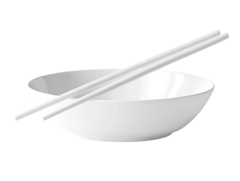 Ceramic plate with a set of black chopsticks, representing traditional Asian dining, isolated on white background PNG transparent.