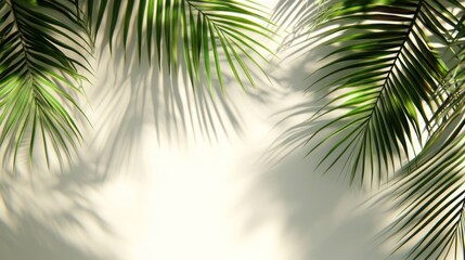 Fototapeta premium Palm Leaf Shadows Cast on a Light Beige Wall