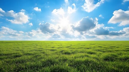 Obraz premium 95. A wide-open field of grass under a dramatic sky filled with clouds