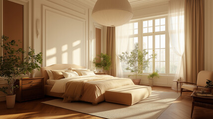 Nature-Inspired Bedroom with Floral and Elegant Art